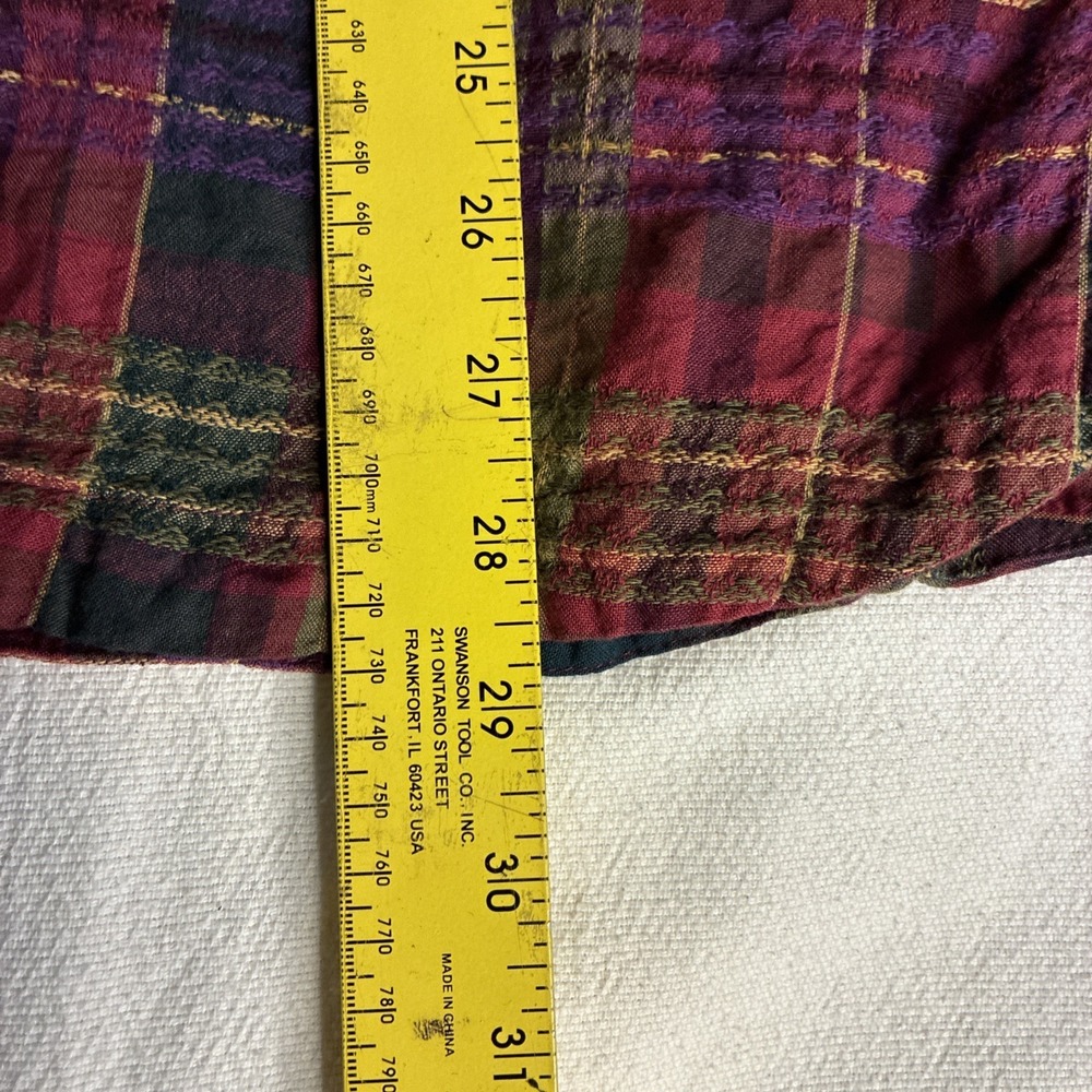 Habitat Women's Top XL Plaid Multi‎ Windowpane Shirt in Forest Cabincore Granola - Picture 11 of 11